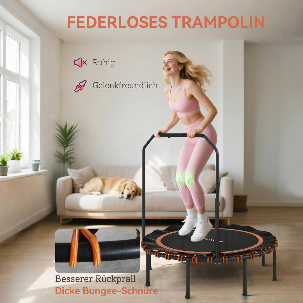 SPORTNOW Fitness Trampolin schwarz B/H/L: ca. 122x129x122 cm Fitness_Trampolin - orange/schwarz (122,00/122,00/129,00cm) - SPORTNOW
