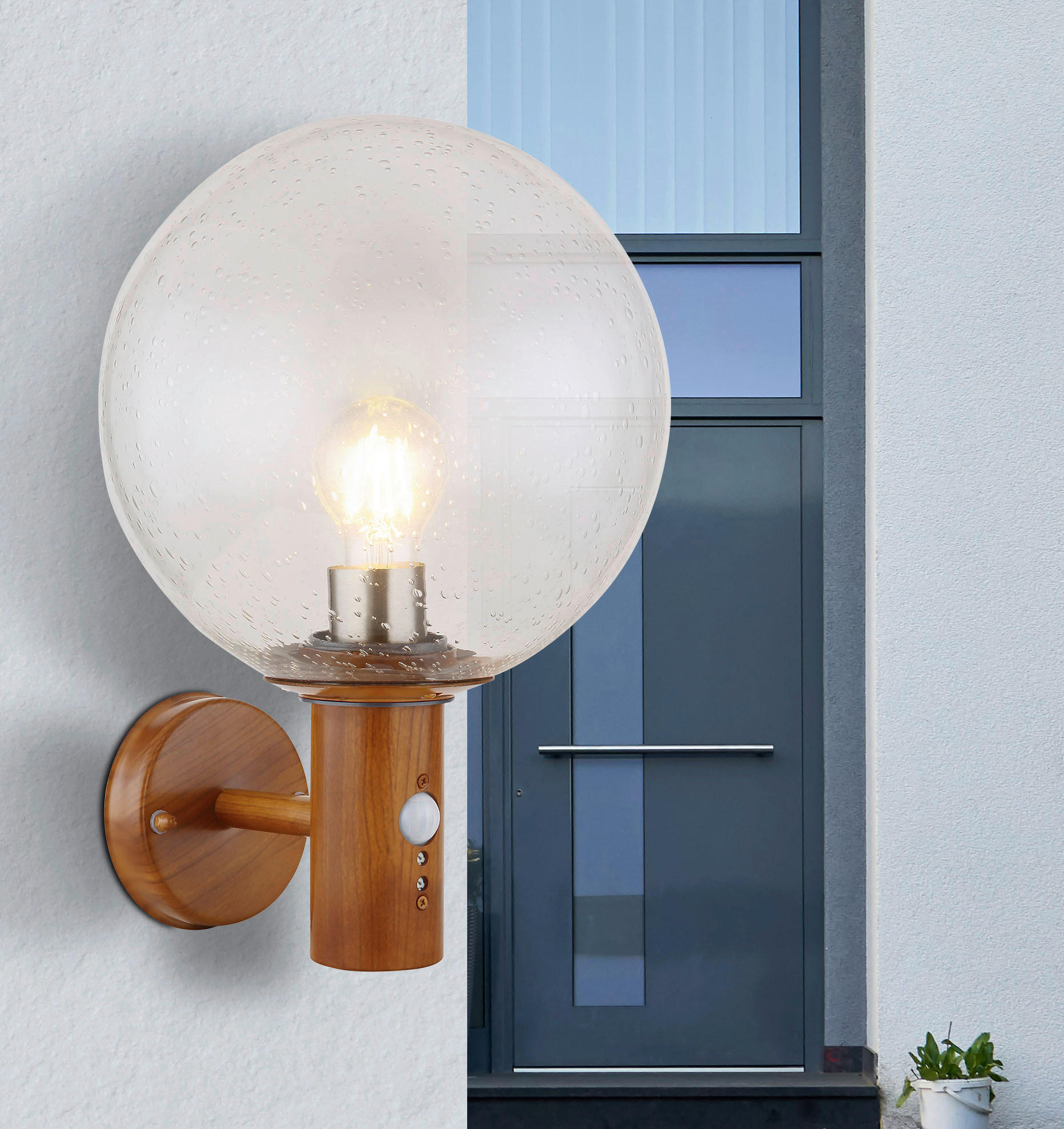 Außenleuchte OSSY 31860WS braun klar B/H/D: ca. 25x37x25 cm OSSY - braun/klar (25,00/37,00cm) - GLOBO