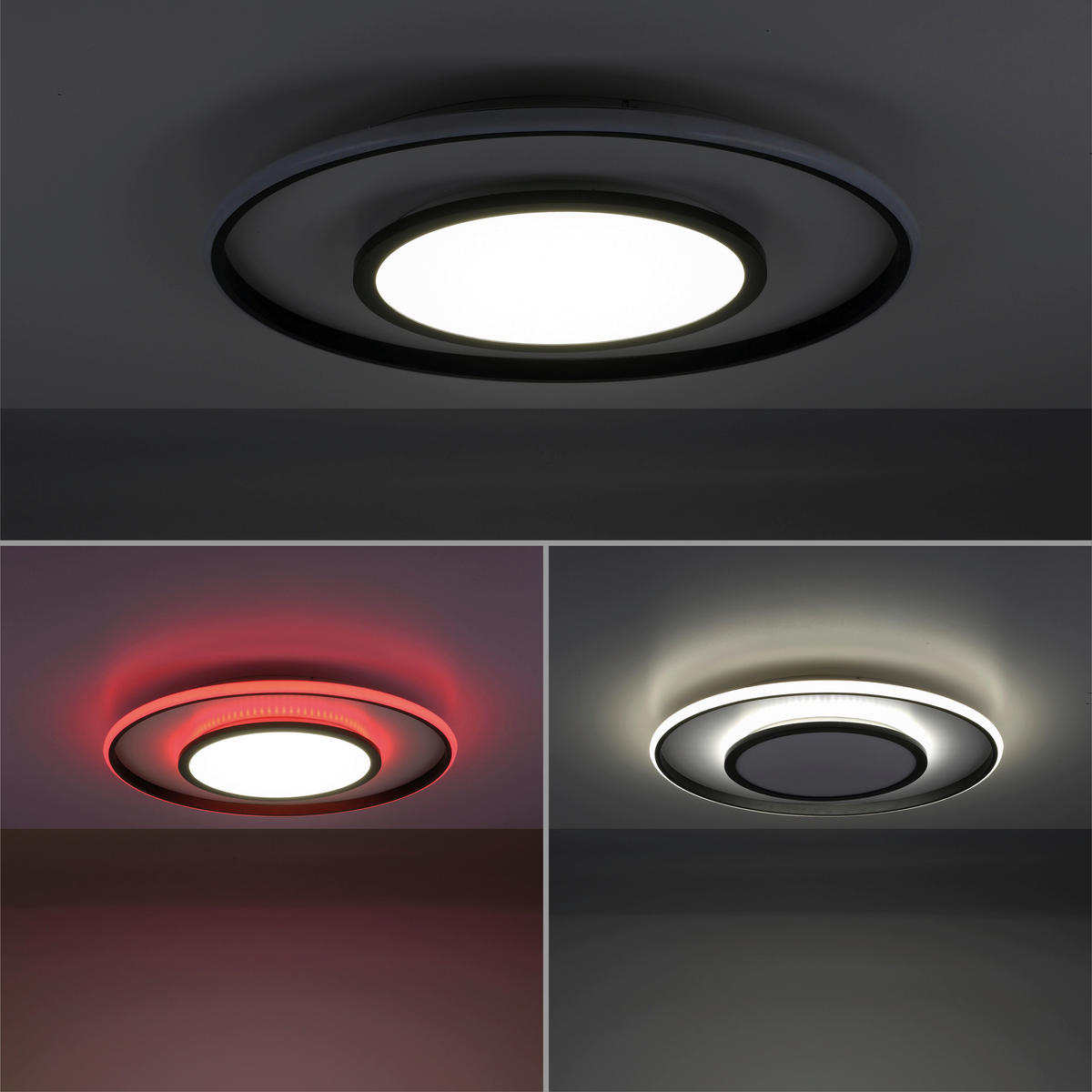Just Light LED-Deckenleuchte ARENDA 11627-18 schwarz weiß Kunststoff Eisen Aluminium H/D: ca. 7,1x60 cm 1 Brennstellen ARENDA - weiß/schwarz (60,00/7,10cm) - Just Light