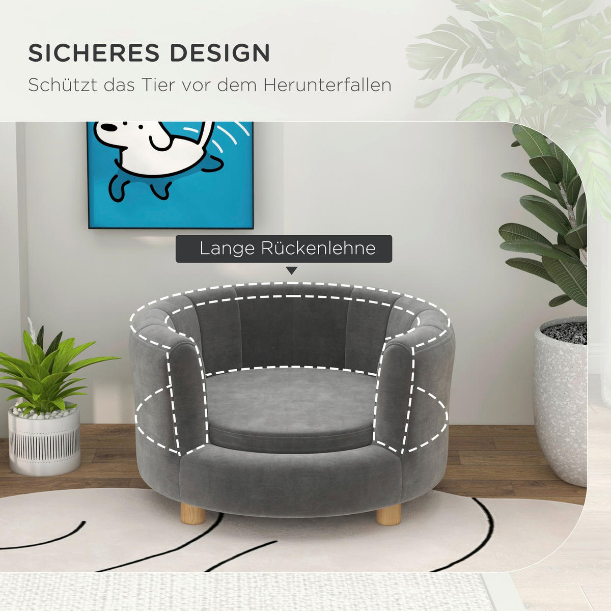 PawHut Hundesofa grau Polyester B/H/L: ca. 64x37x65 cm Hundesofa - grau (65,00/64,00/37,00cm) - PawHut