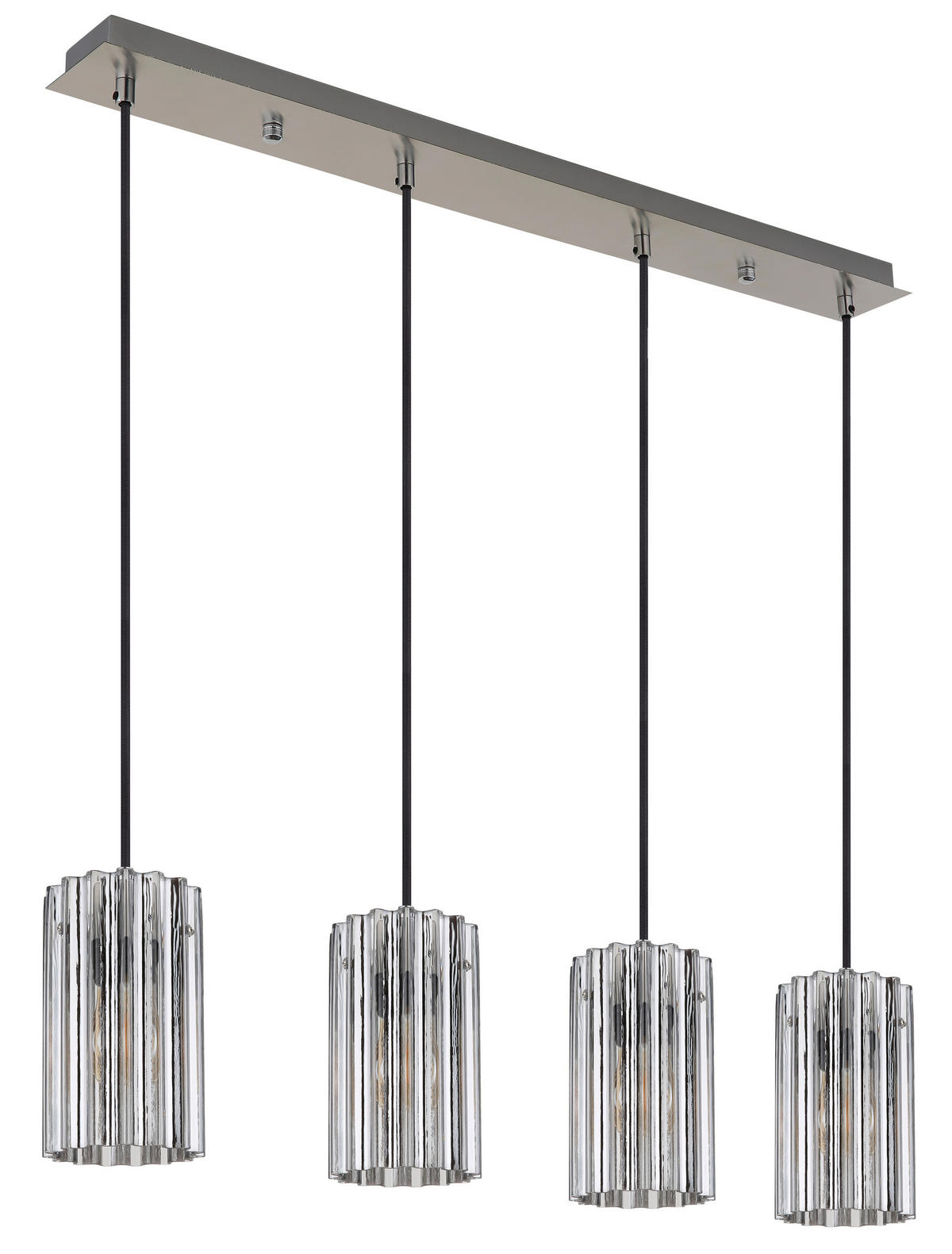 GLOBO Pendelleuchte nickel matt klar Glas Metall B/H/T: ca. 11,5x120x80 cm E27 4 Brennstellen CAYDEN - klar/nickel matt (11,50/120,00/80,00cm) - GLOBO