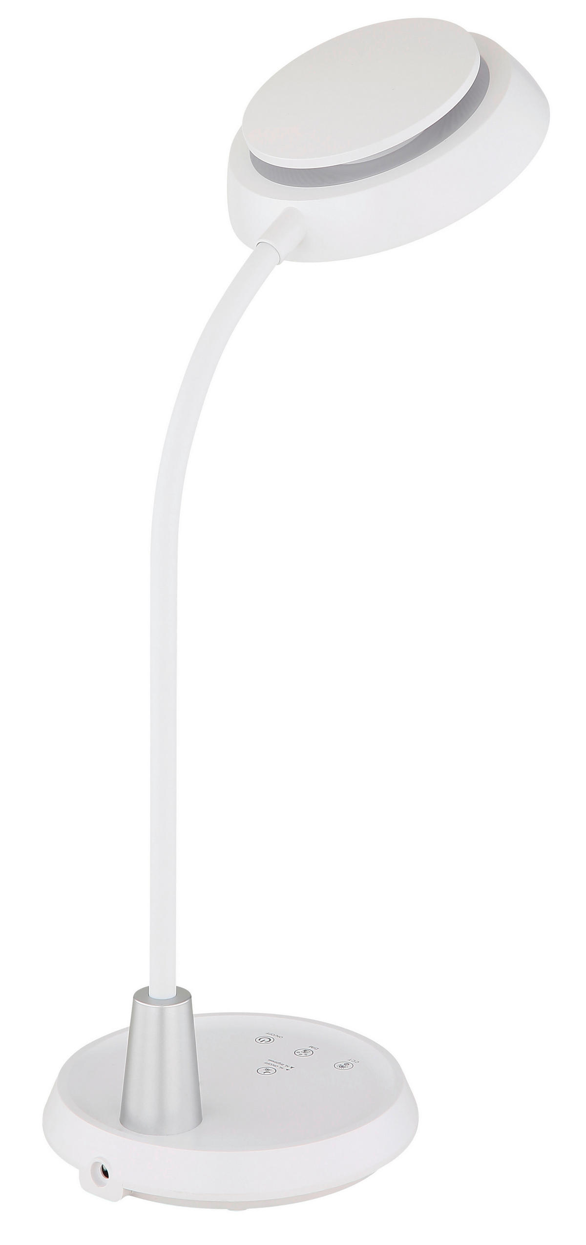 GLOBO Tischleuchte silber weiß Opal Kunststoff Silikon PVC B/H/L: ca. 17,2x44,8x30,6 cm 1 Brennstellen KIRK - weiß/Opal (30,60/17,20/44,80cm) - GLOBO