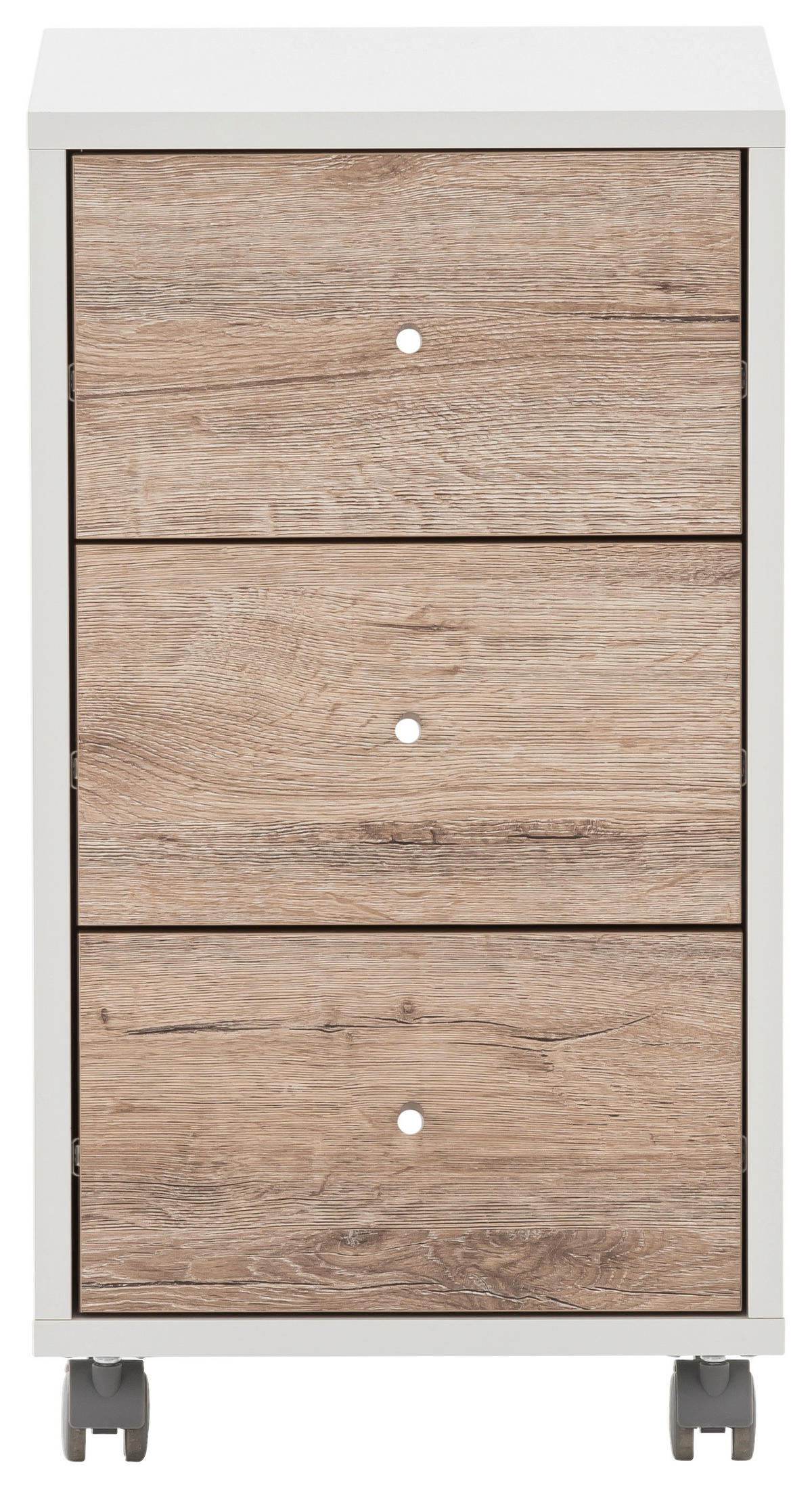 Rollcontainer Serie 400 perlweiß Optik Wildeiche Nachbildung B/H/T: ca. 32,6x59,7x39,1 cm Serie 400 - (32,60/59,70/39,10cm) - Möbelpartner