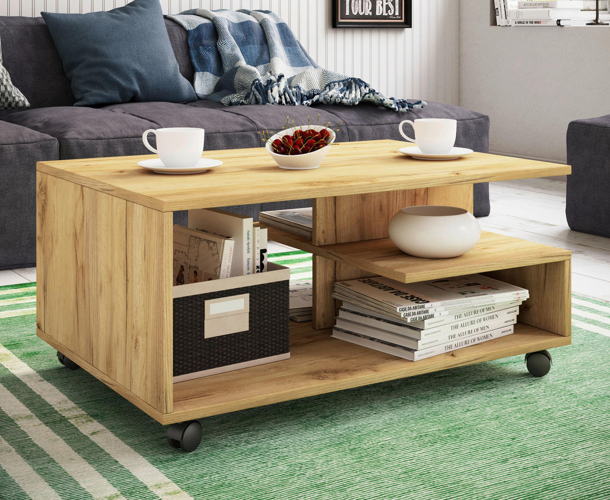 Couchtisch Stango Eiche Honig Nachbildung B/H/T: ca. 80x40x50 cm Stango - Eiche (80,00/40,00/50,00cm) - VCM Möbel