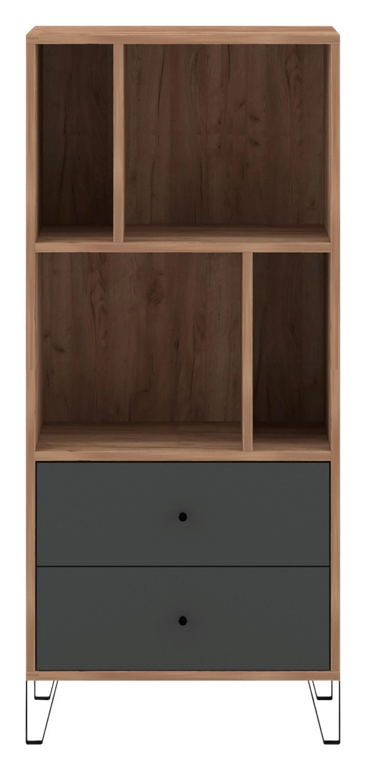 Regal BILBAO Eiche Tabak Nachbildung anthrazit B/H/T: ca. 63,4x135,2x40 cm BILBAO - Eiche/anthrazit (63,40/135,20/40,00cm) - WIPMEB