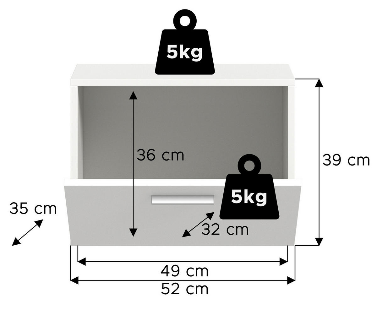 Garderobenschrank VAGA weiß B/H/T: ca. 56x39x36 cm VAGA - weiß (56,00/39,00/36,00cm) - xonox.home