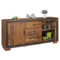 Sideboard natur schwarz Sideboard - natur/schwarz - Wohnling