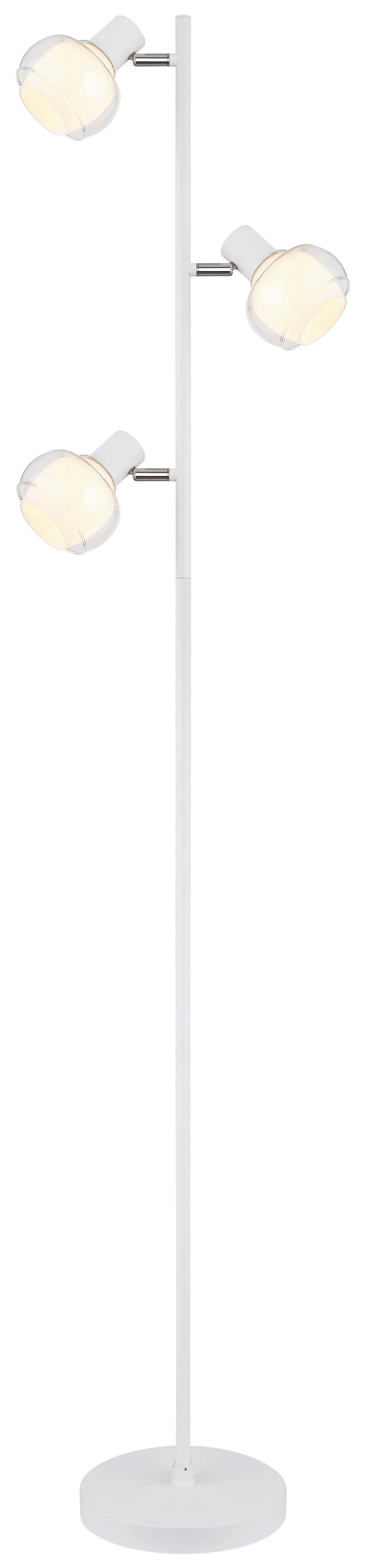 GLOBO Stehleuchte weiß klar Glas Metall B/H/T: ca. 23x154x25 cm E14 3 Brennstellen TOKKI - klar/weiß (23,00/154,00/25,00cm) - GLOBO