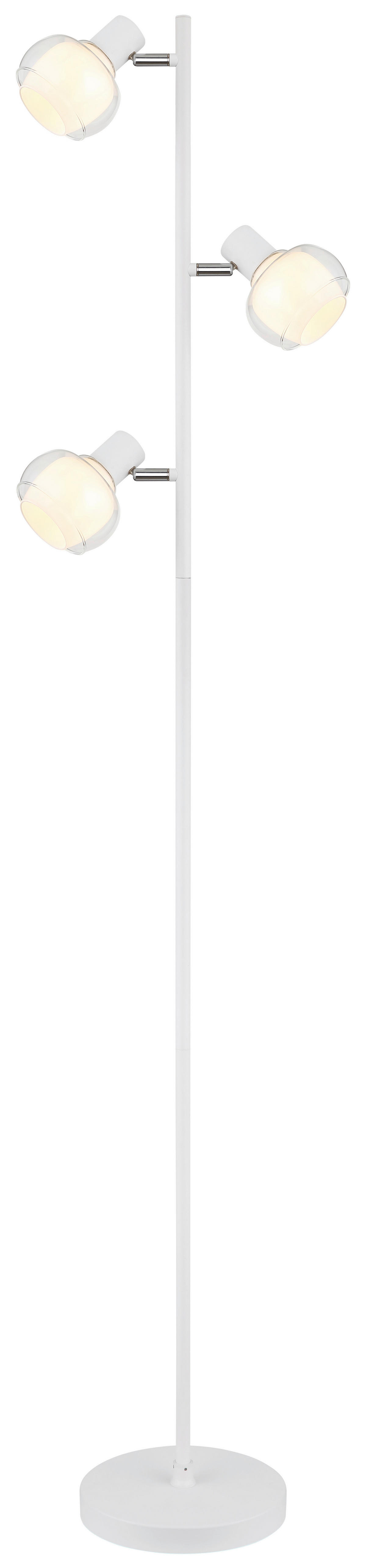 GLOBO Stehleuchte weiß klar Glas Metall B/H/T: ca. 23x154x25 cm E14 3 Brennstellen TOKKI - klar/weiß (23,00/154,00/25,00cm) - GLOBO