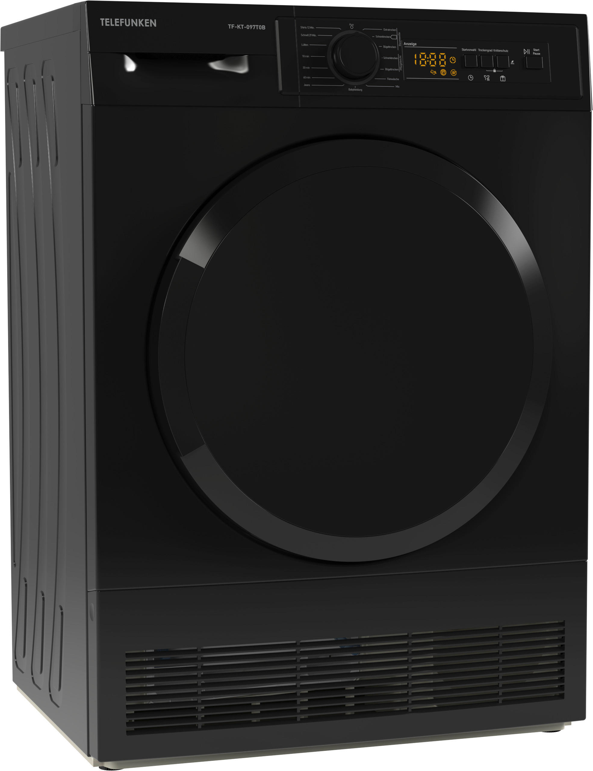 TELEFUNKEN Kondenstrockner TF-KT-097T0B schwarz B/H/T: ca. 59,6x84,5x52,3 cm ca. 7 kg Kondenstrockner TF-KT-097T0B - schwarz (59,60/84,50/52,30cm) - TELEFUNKEN