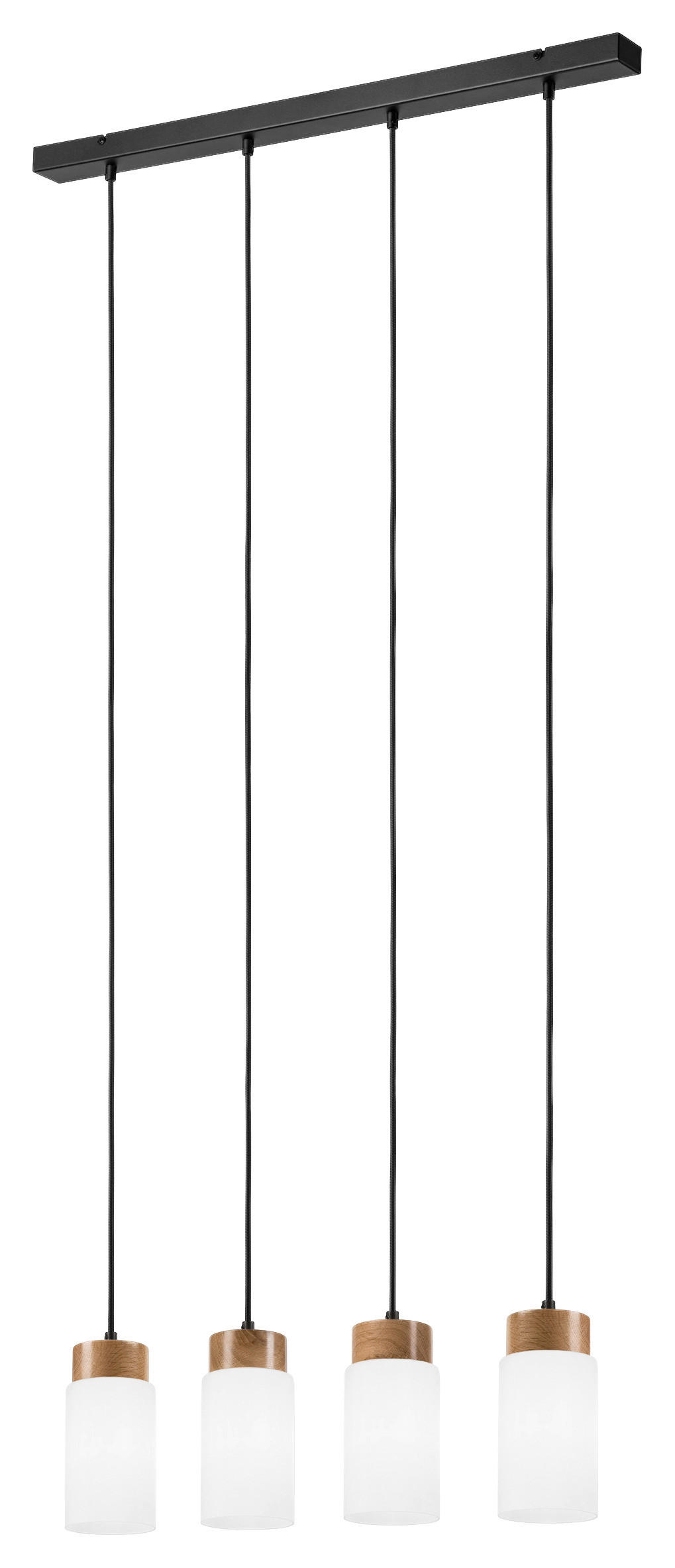 Lamkur Hängeleuchte schwarz Stahl Glas Holz B/H/L: ca. 85x20x20 cm E27 4 Brennstellen Marcus - schwarz (20,00/85,00/20,00cm) - Lamkur
