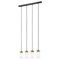 Lamkur Hängeleuchte schwarz Stahl Glas Holz B/H/L: ca. 85x20x20 cm E27 4 Brennstellen Marcus - schwarz (20,00/85,00/20,00cm) - Lamkur