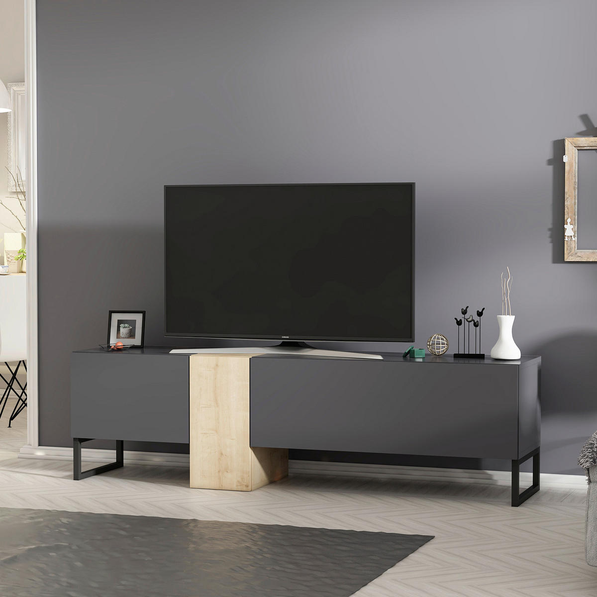 TV-Lowboard 9161 anthrazit Saphir B/H/T: ca. 157x45x37 cm 9161 - Saphir/anthrazit (157,00/45,00/37,00cm) - moebel17