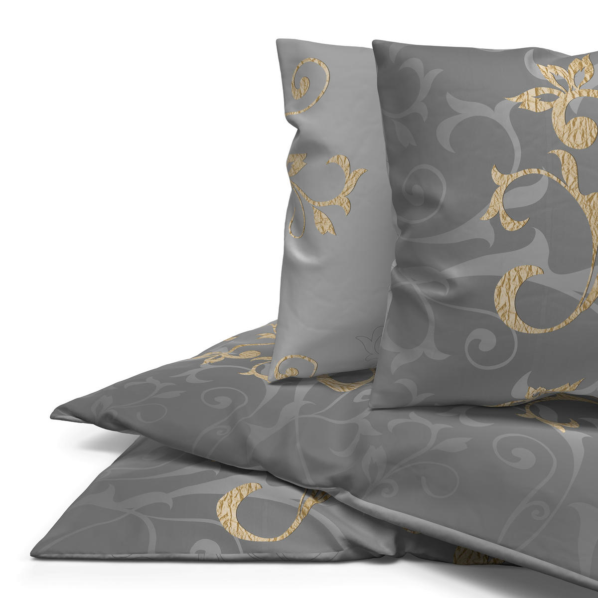 Baumwoll Bettwäsche Renforce Bettwäsche_Renforce_Ritana 200x200 - gold/grau (200,00/200,00cm) - beau rêve
