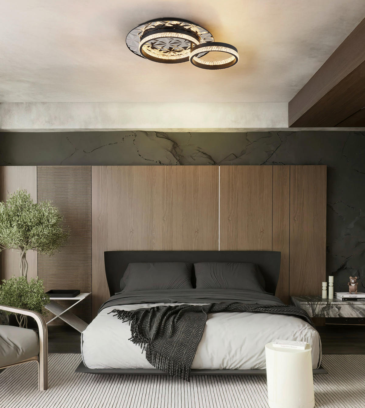 GLOBO LED-Deckenleuchte schwarz Chrom Metall Edelstahl Aluminium B/H/L: ca. 40x14x50,5 cm 1 Brennstellen DELLA II - schwarz/Chrom (50,50/40,00/14,00cm) - GLOBO