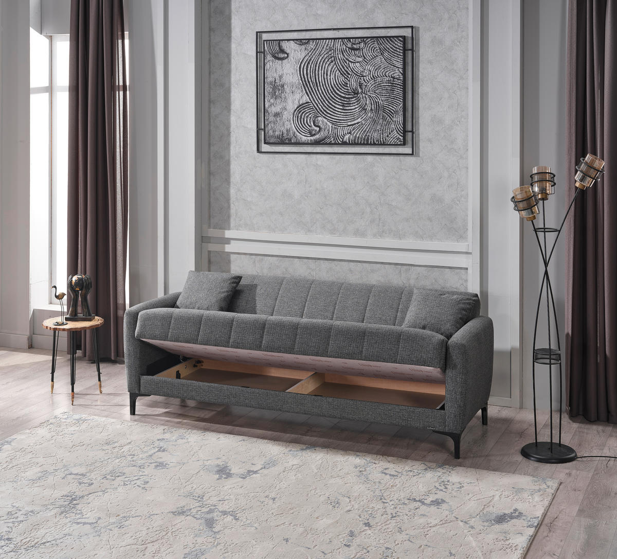Schlafsofa Rovigo anthrazit schwarz B/H/T: ca. 214x84x83 cm Rovigo - schwarz/anthrazit (214,00/84,00/83,00cm)