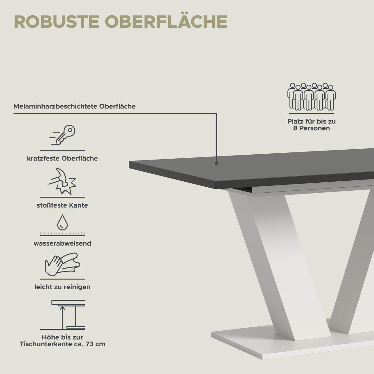 Esstisch MOTION grau B/H/T: ca. 150x76x90 cm MOTION - grau (150,00/76,00/90,00cm) - xonox.home