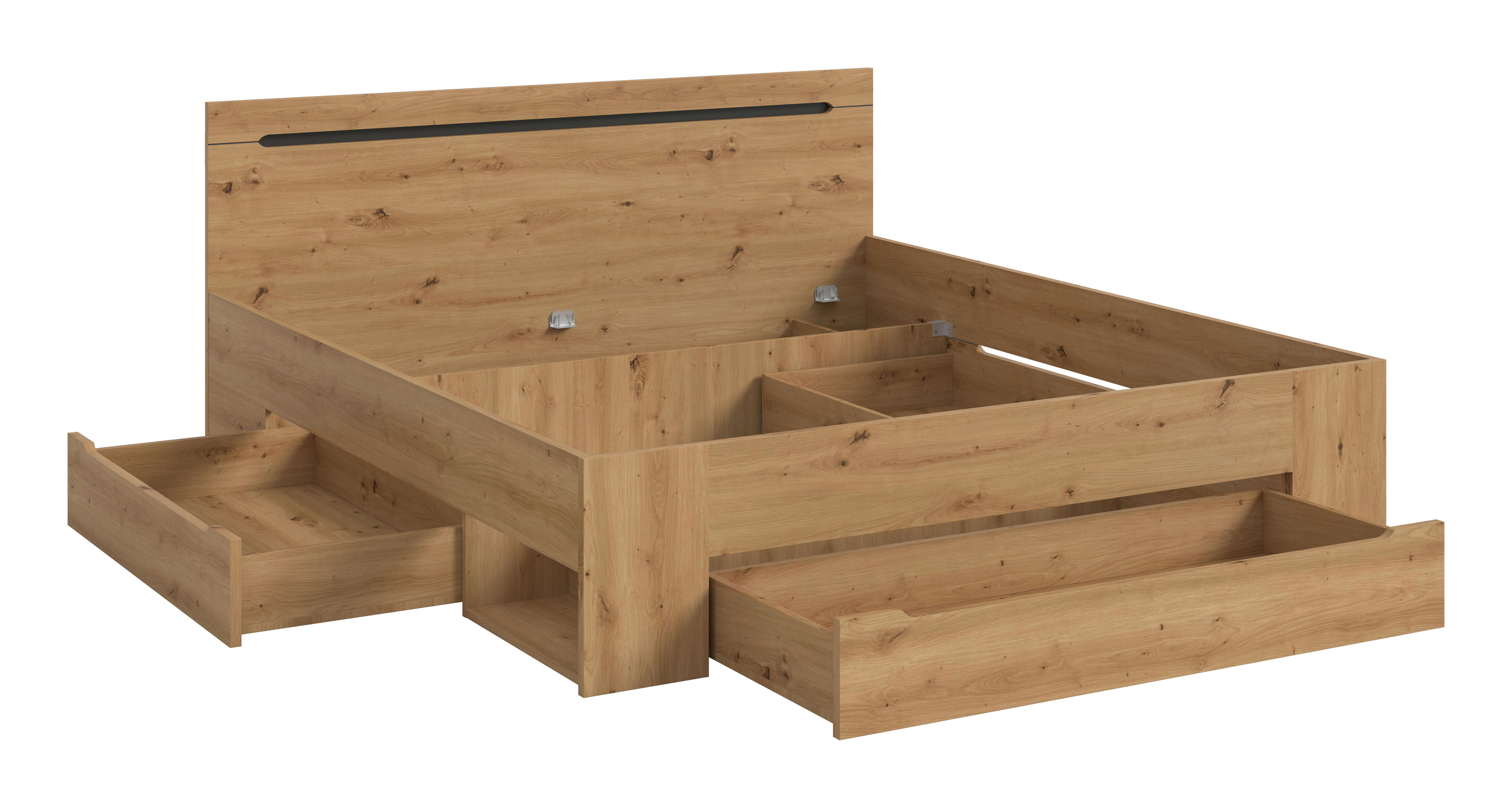 Bett CANU basaltgrau Artisan Nachbildung CANU - basaltgrau (184,00/87,00/205,00cm) - xonox.home