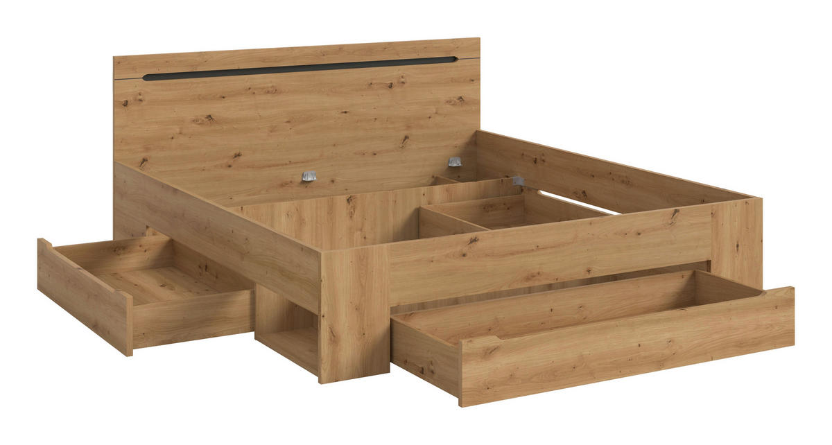 Bett CANU basaltgrau Artisan Nachbildung CANU - basaltgrau (184,00/87,00/205,00cm) - xonox.home