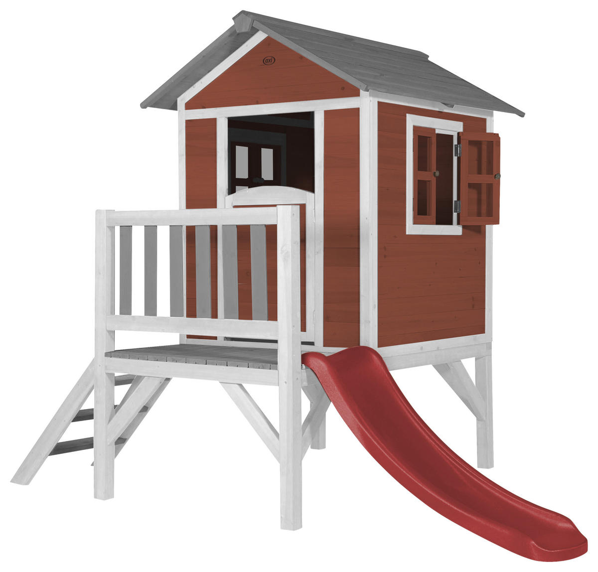 AXI Spielhaus Lodge XL rot B/H/T: ca. 240x189x167 cm Lodge XL - weiß/rot (240,00/189,00/167,00cm) - AXI