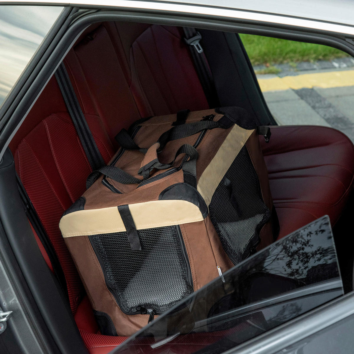 PawHut Hunde-Zubehör braun Polyester B/H/L: ca. 33,5x50,5x35 cm Hundetasche - braun (35,00/33,50/50,50cm) - PawHut