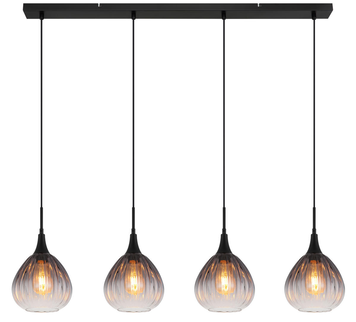 GLOBO Pendelleuchte Rauch schwarz Metall Glas B/H/T: ca. 20x120x110 cm E27 4 Brennstellen OLSEN - schwarz/Rauch (20,00/120,00/110,00cm) - GLOBO