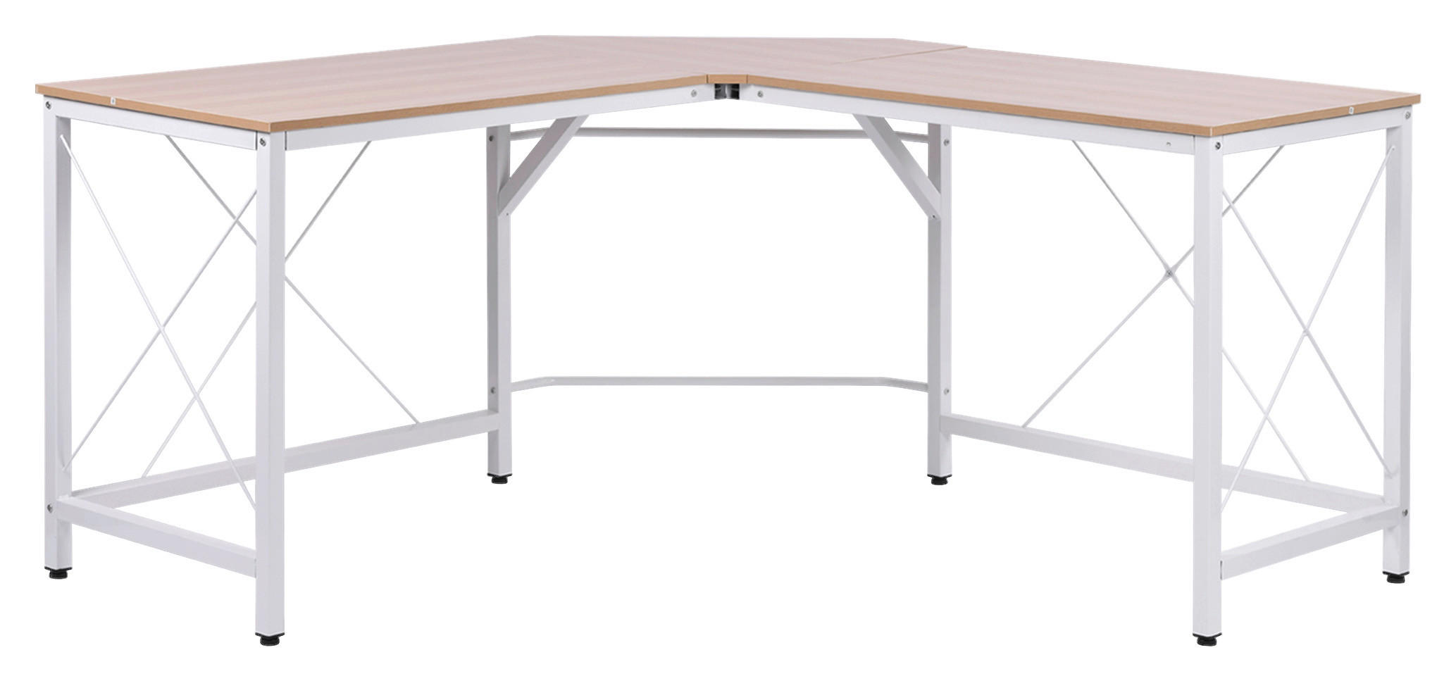 Computertisch 836-122AK natur weiß B/H/L: ca. 150x76x150 cm 836-122AK - weiß/natur (150,00/150,00/76,00cm) - HOMCOM