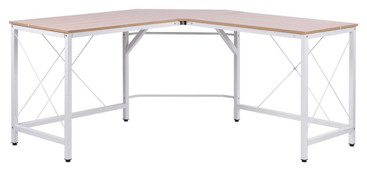 Computertisch 836-122AK natur weiß B/H/L: ca. 150x76x150 cm 836-122AK - weiß/natur (150,00/150,00/76,00cm) - HOMCOM