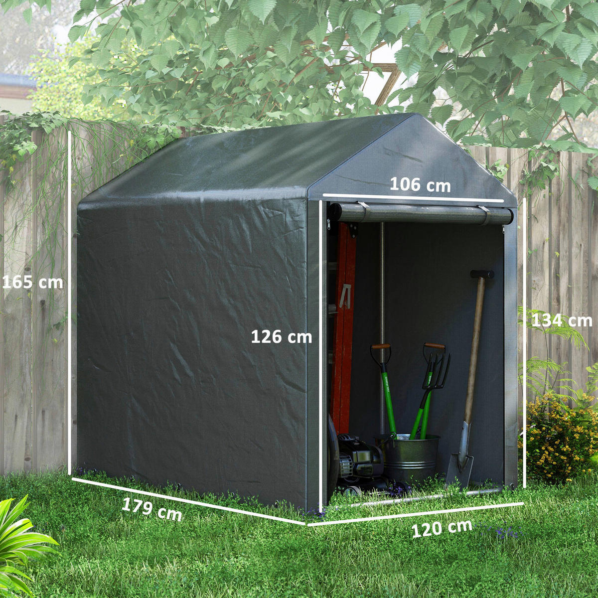 Outsunny Garagenzelt dunkelgrau Polyester B/H/L: ca. 179x165x120 cm Garagenzelt - dunkelgrau (120,00/179,00/165,00cm) - Outsunny