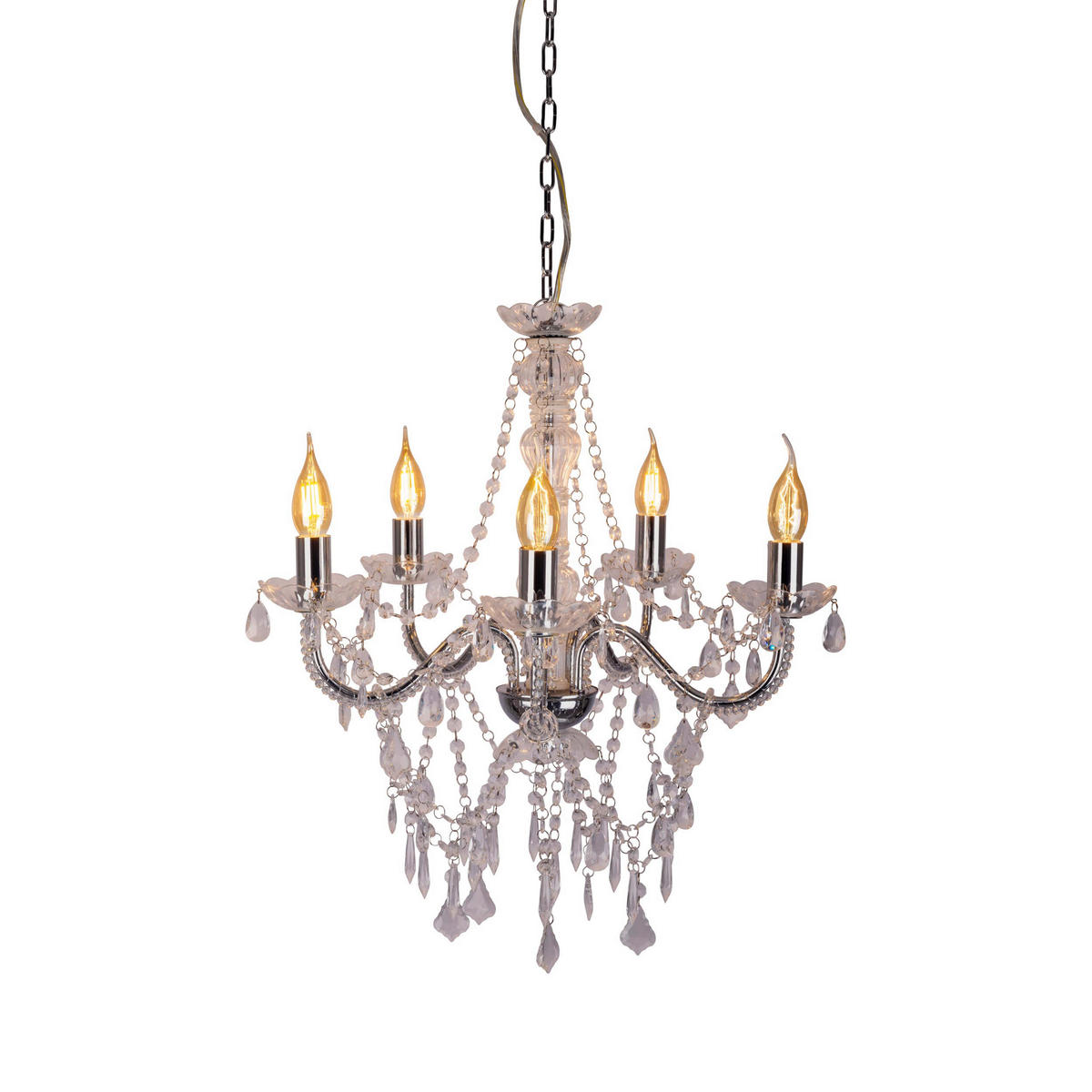 Näve Leuchten Pendelleuchte 8009342 Chrom Metall Kunststoff B/H/T: ca. 52x85x52 cm E14 5 Brennstellen Cecilia - Chrom (52,00/85,00/52,00cm) - Näve Leuchten