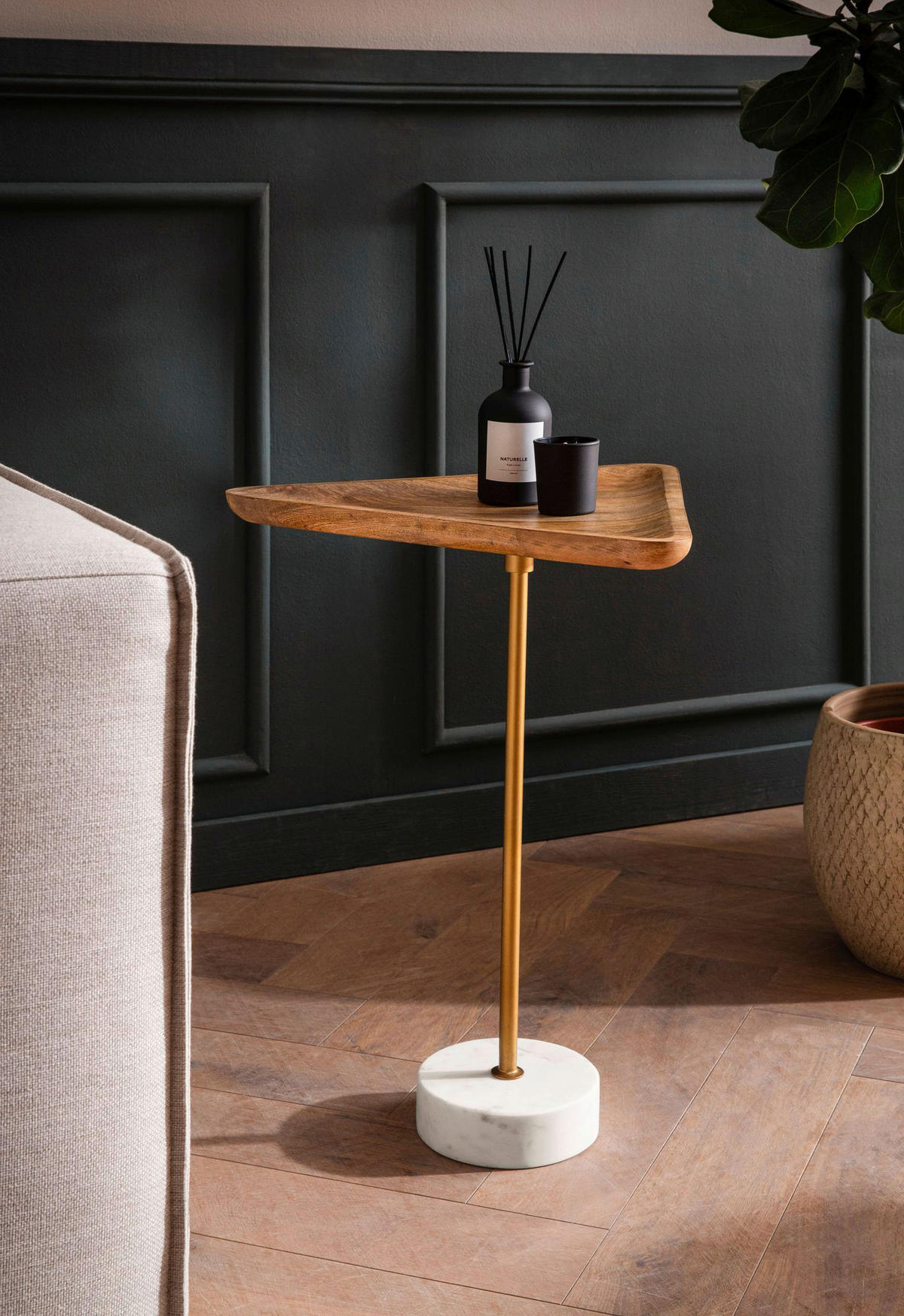 Beistelltisch Mango Marmor B/H/T: ca. 45x55x40 cm Beistelltisch - (45,00/55,00/40,00cm) - Wohnling