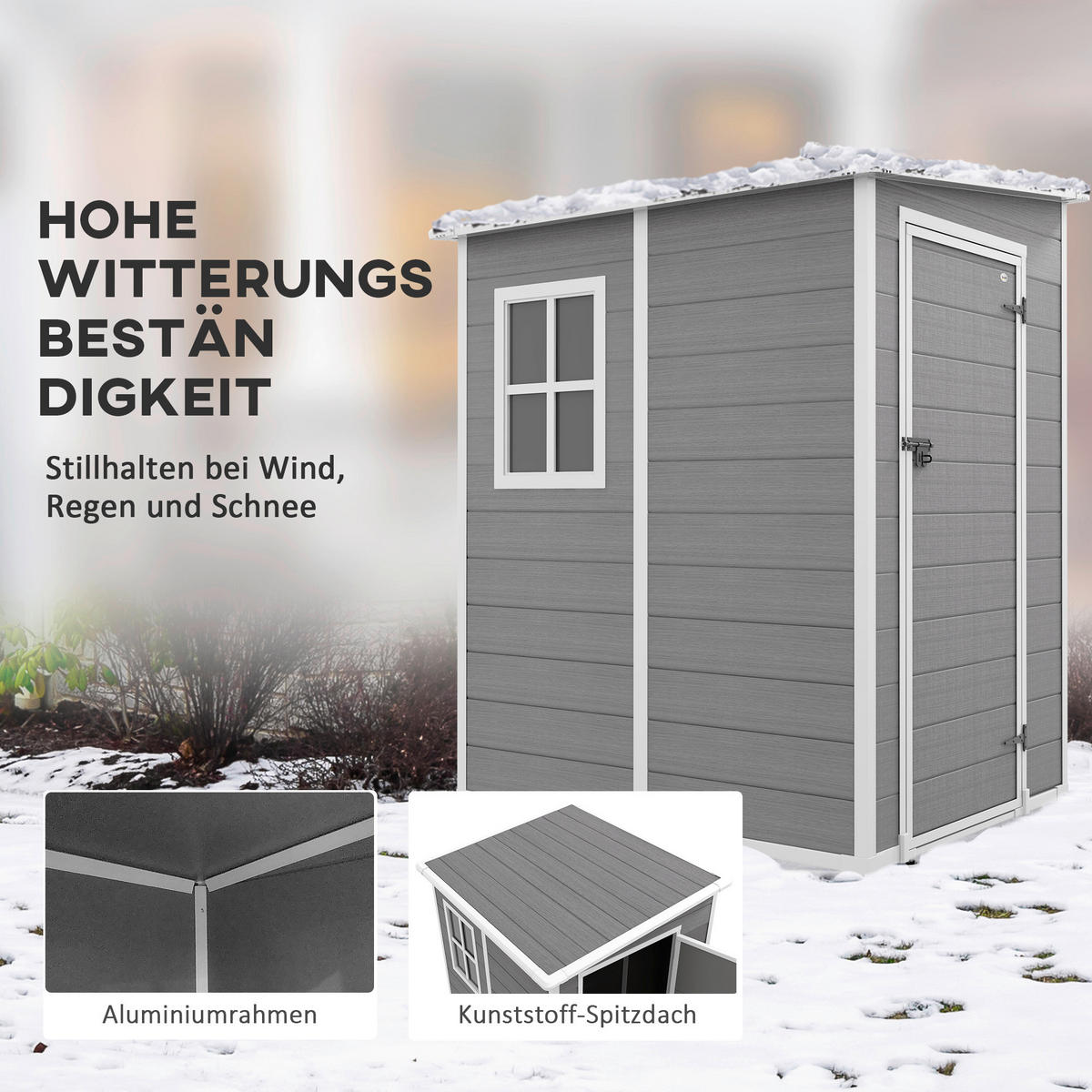 Outsunny Gartenhaus grau B/H/L: ca. 149x192x122 cm Gartenhaus - grau (122,00/149,00/192,00cm) - Outsunny