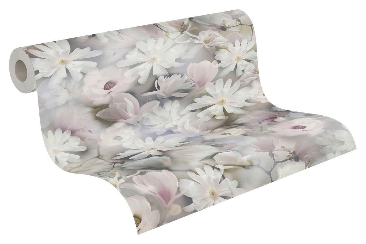 A.S.Creation Vliestapete Floral Floral violett grün grau B/H: ca. 0,53x10,05 cm Floral - grün/violett (0,53/10,05cm) - A.S.Creation