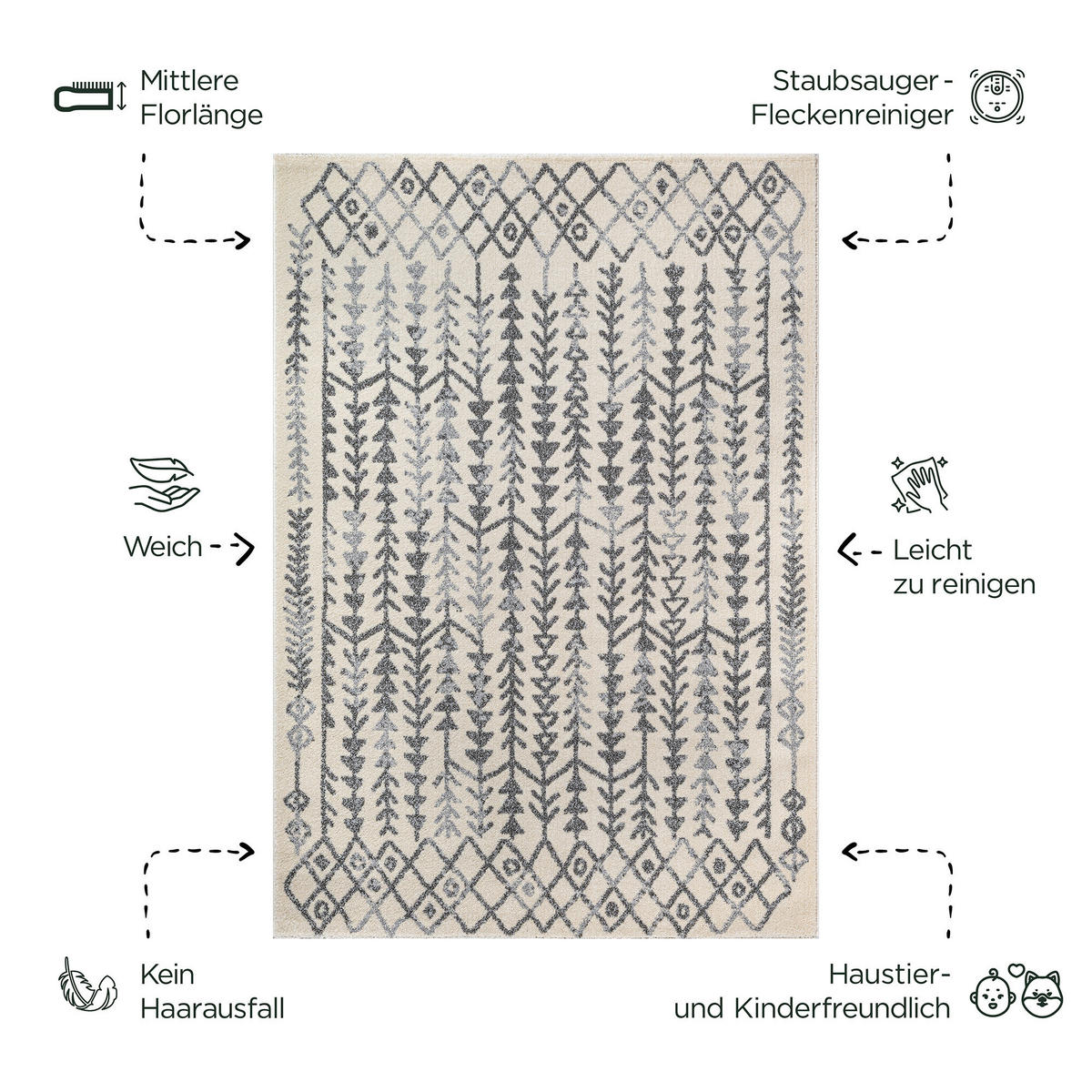 Sanat Teppich creme B/L: ca. 290x200 cm Teppich_Boho_8204_200x290 - creme (290,00/200,00cm) - Sanat