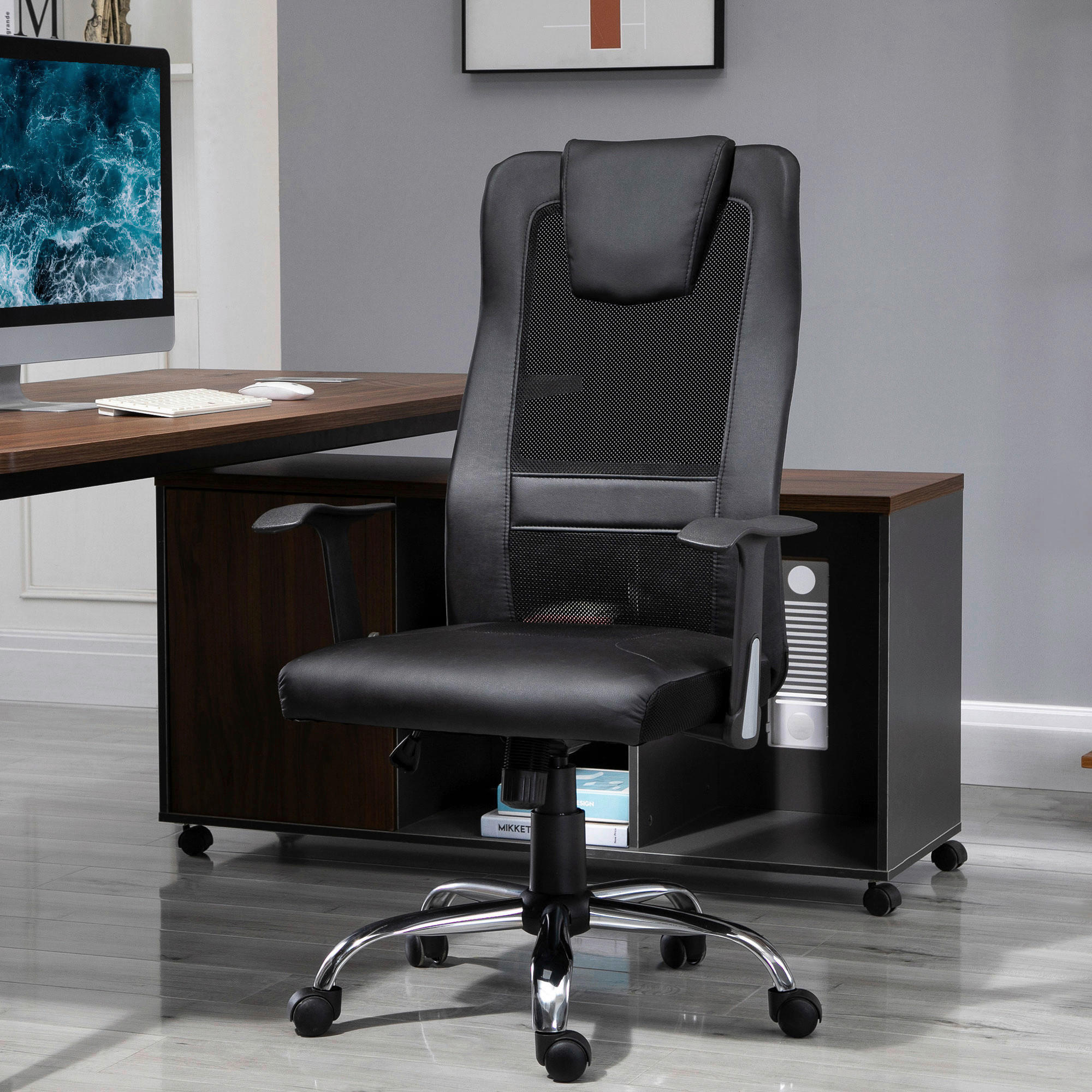 Drehstuhl 921-141BK schwarz 921-141BK - schwarz (66,00/108,00/73,00cm) - Vinsetto