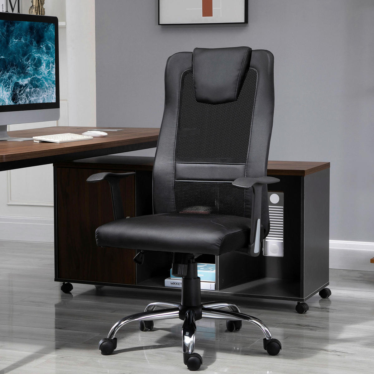 Drehstuhl 921-141BK schwarz 921-141BK - schwarz (66,00/108,00/73,00cm) - Vinsetto