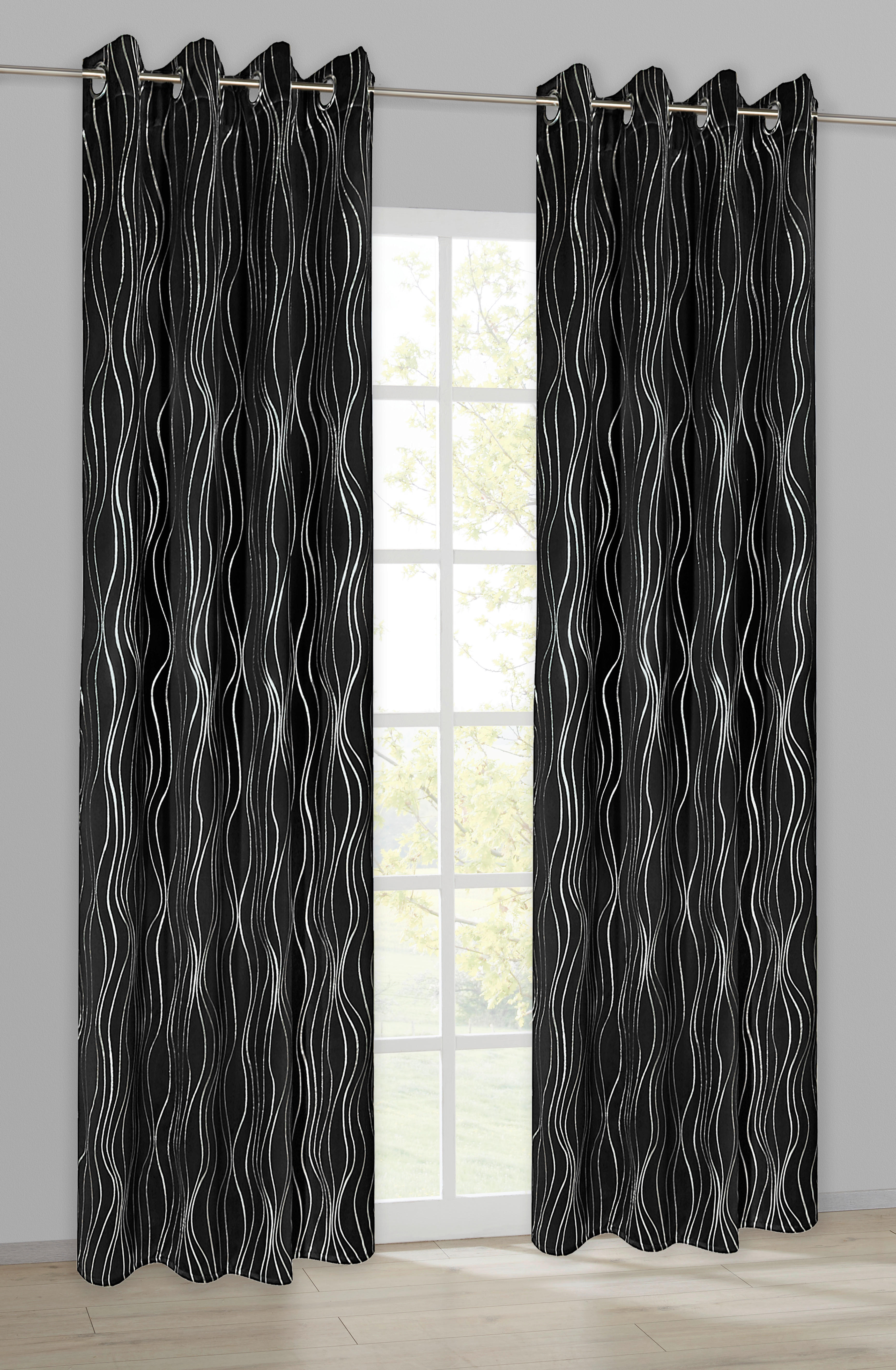 Verdunklungsvorhang Monaco schwarz B/L: ca. 135x245 cm Monaco - schwarz/silber (135,00/245,00cm)