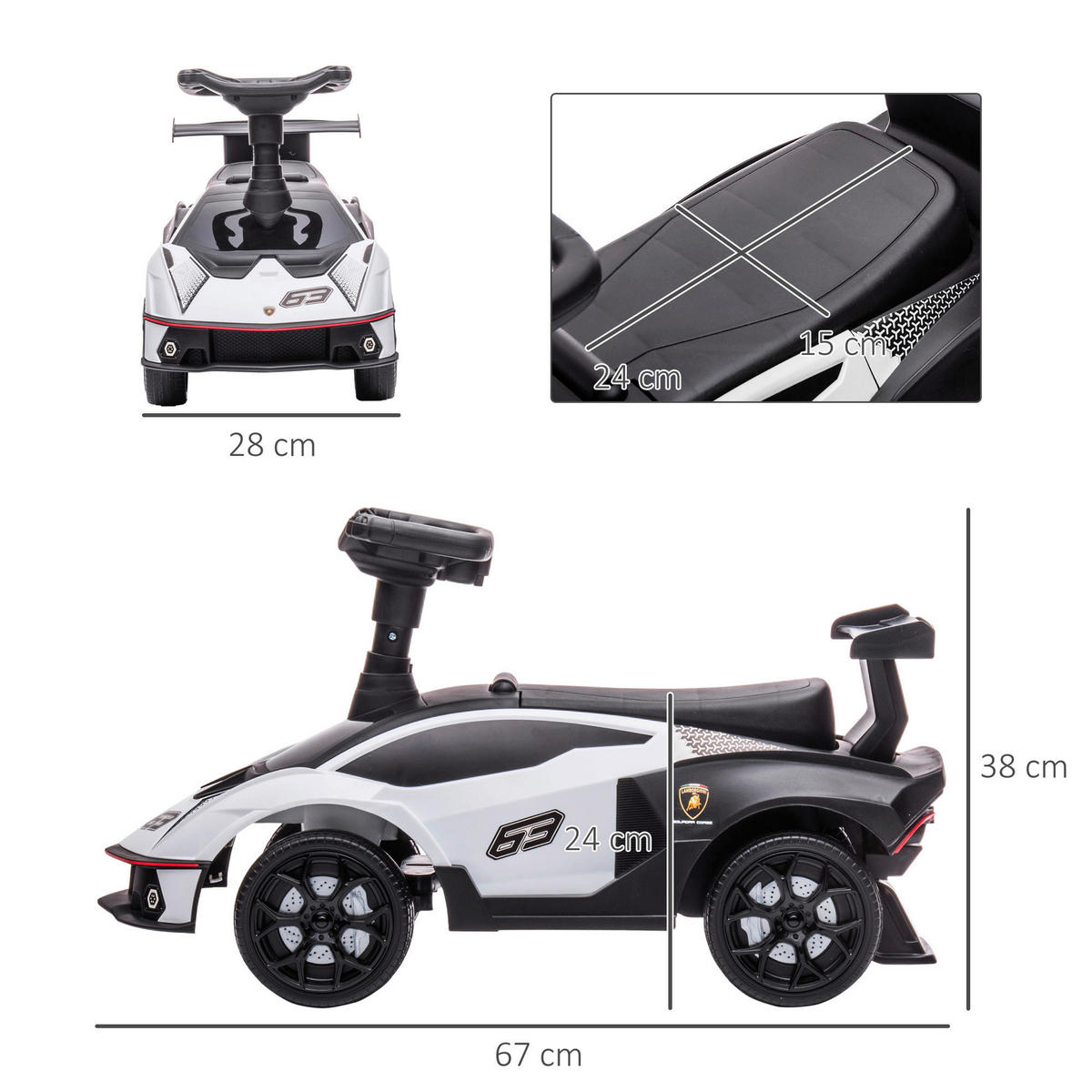 AIYAPLAY Kinder-Elektroauto schwarz B/H/L: ca. 28x38x67 cm Kinder Elektroauto - weiß/schwarz (67,00/28,00/38,00cm) - AIYAPLAY