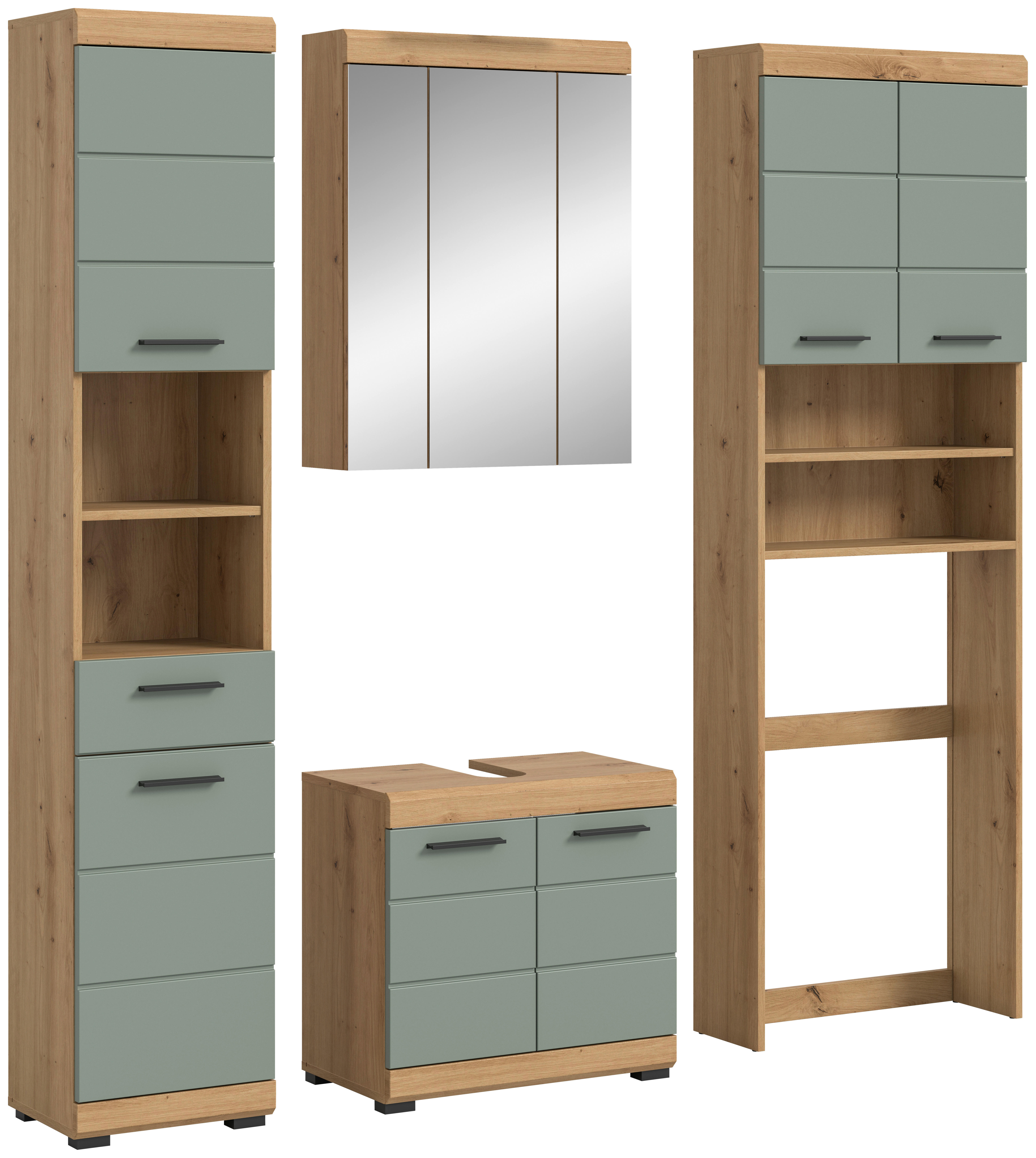 Badezimmer-Set Scout Eiche Artisan Nachbildung salbei Nachbildung B/H/T: ca. 190x191x34 cm Scout - Eiche/salbei (190,00/191,00/34,00cm) - xonox.home