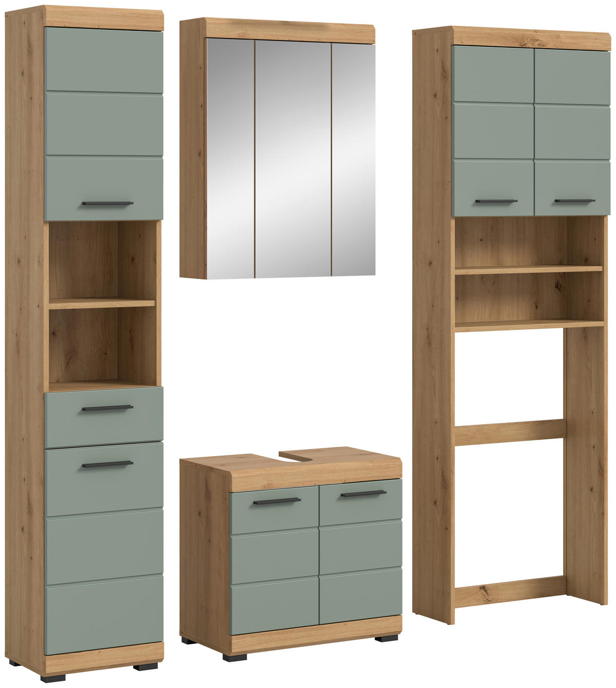 Badezimmer-Set Scout Eiche Artisan Nachbildung salbei Nachbildung B/H/T: ca. 190x191x34 cm Scout - Eiche/salbei (190,00/191,00/34,00cm) - xonox.home