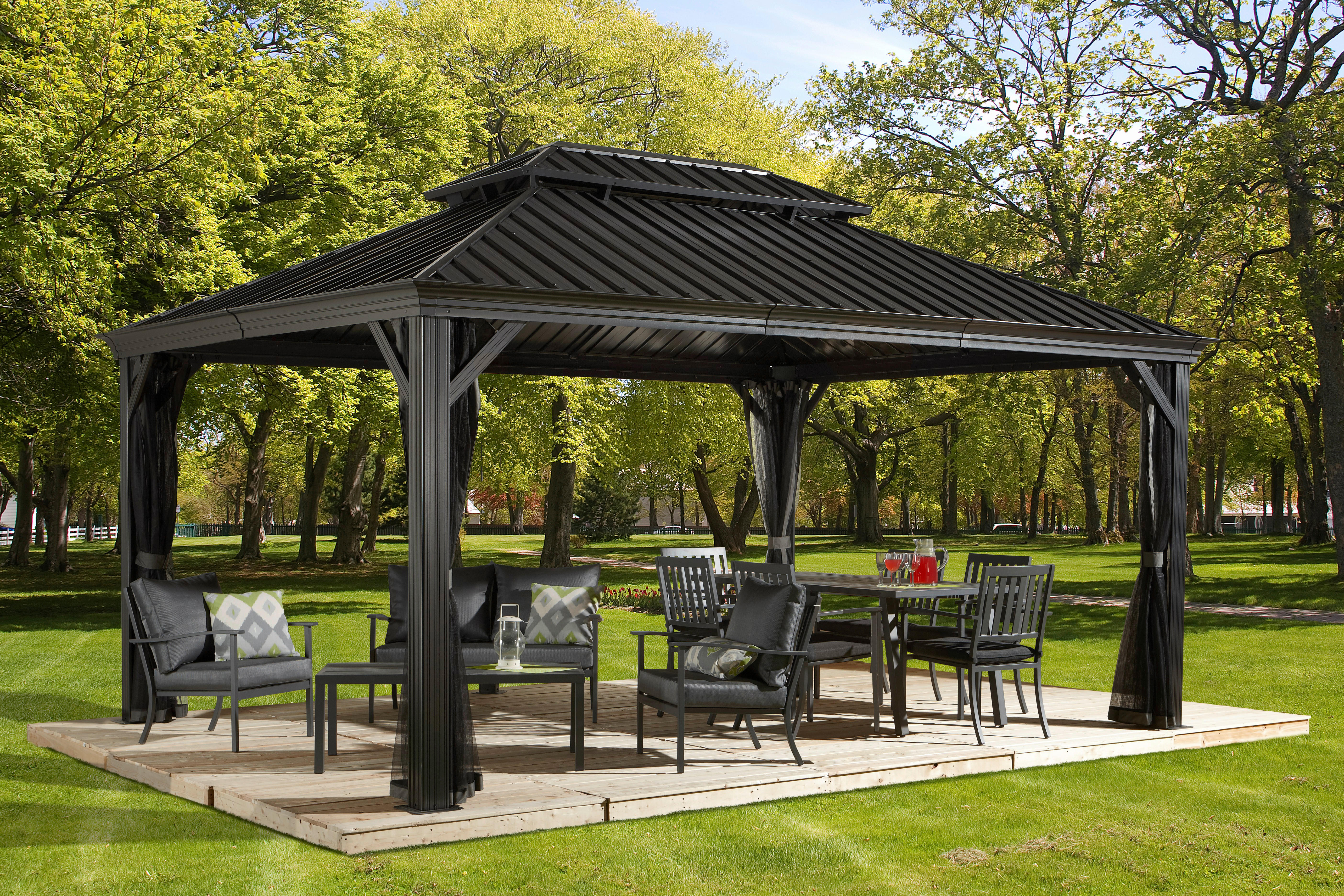 Sojag Pavillon Messina anthrazit Metall B/H/L: ca. 483x307x363 cm Messina - anthrazit (363,00/483,00/307,00cm) - Sojag
