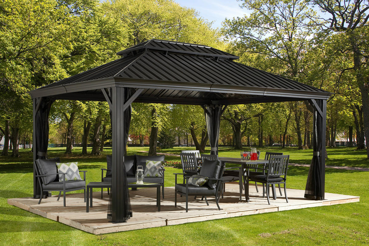 Sojag Pavillon Messina anthrazit Metall B/H/L: ca. 483x307x363 cm Messina - anthrazit (363,00/483,00/307,00cm) - Sojag