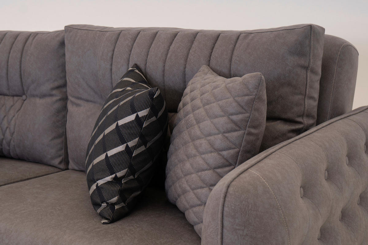 Sofa 3-2-1 Mislina blaugrau Microfaser Mislina - braun/blaugrau