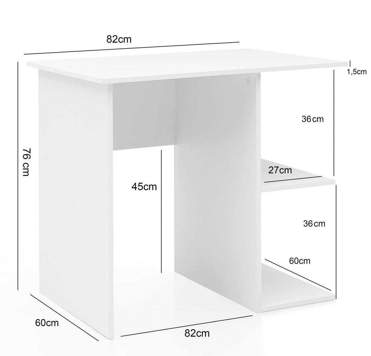 Schreibtisch weiß B/H/T: ca. 82x76x60 cm Schreibtisch - weiß (82,00/76,00/60,00cm) - Wohnling
