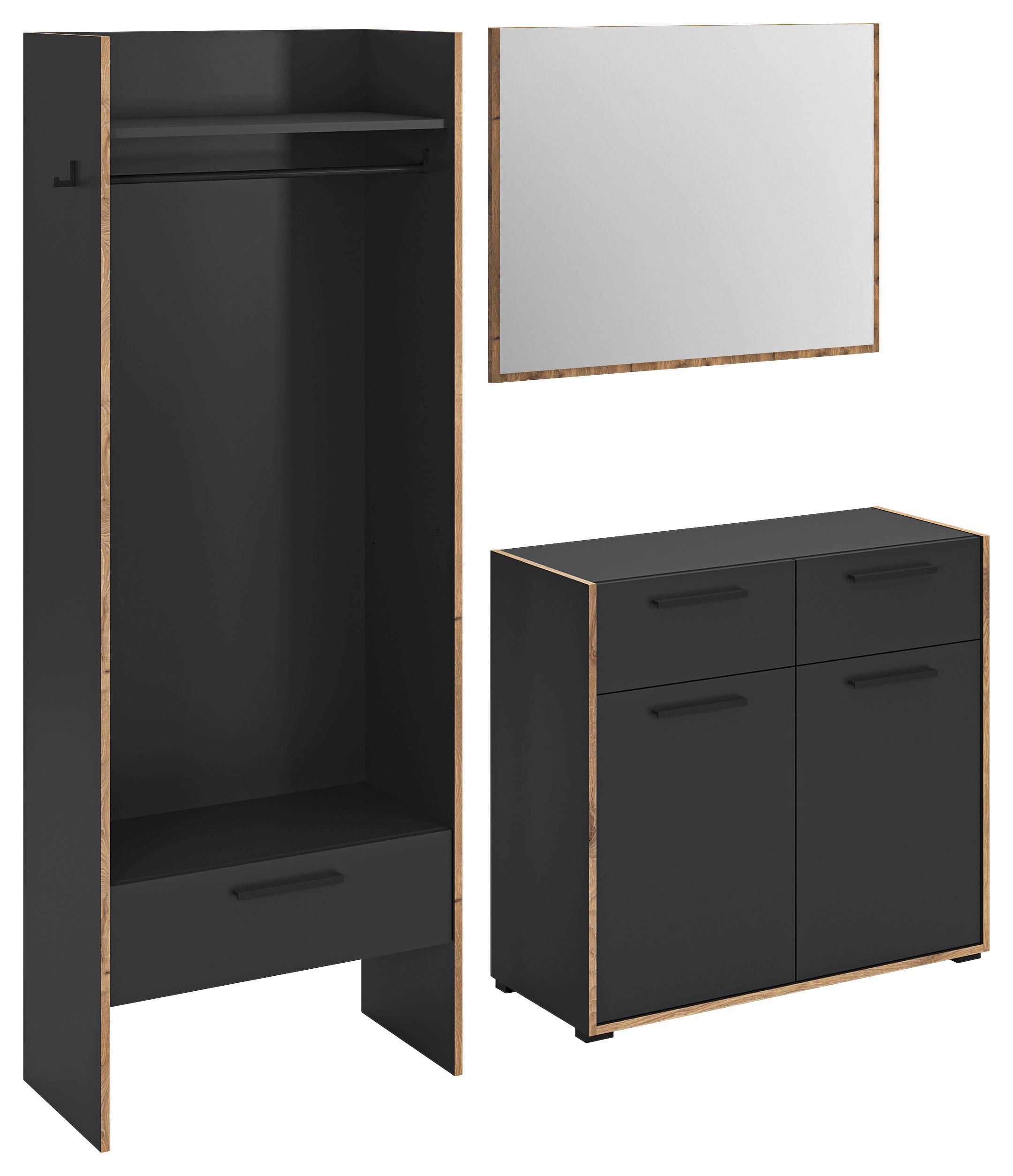 Garderobe Bueno Basalt Nox Oak Nachbildung B/H/T: ca. 180x189x37 cm Bueno - Basalt (180,00/189,00/37,00cm) - xonox.home
