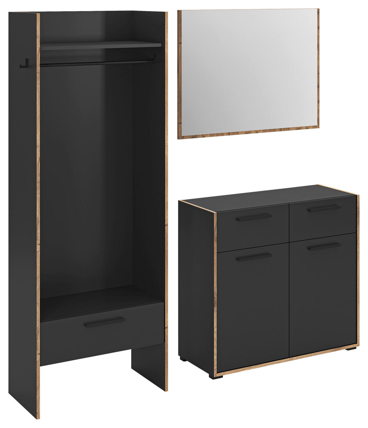 Garderobe Bueno Basalt Nox Oak Nachbildung B/H/T: ca. 180x189x37 cm Bueno - Basalt (180,00/189,00/37,00cm) - xonox.home