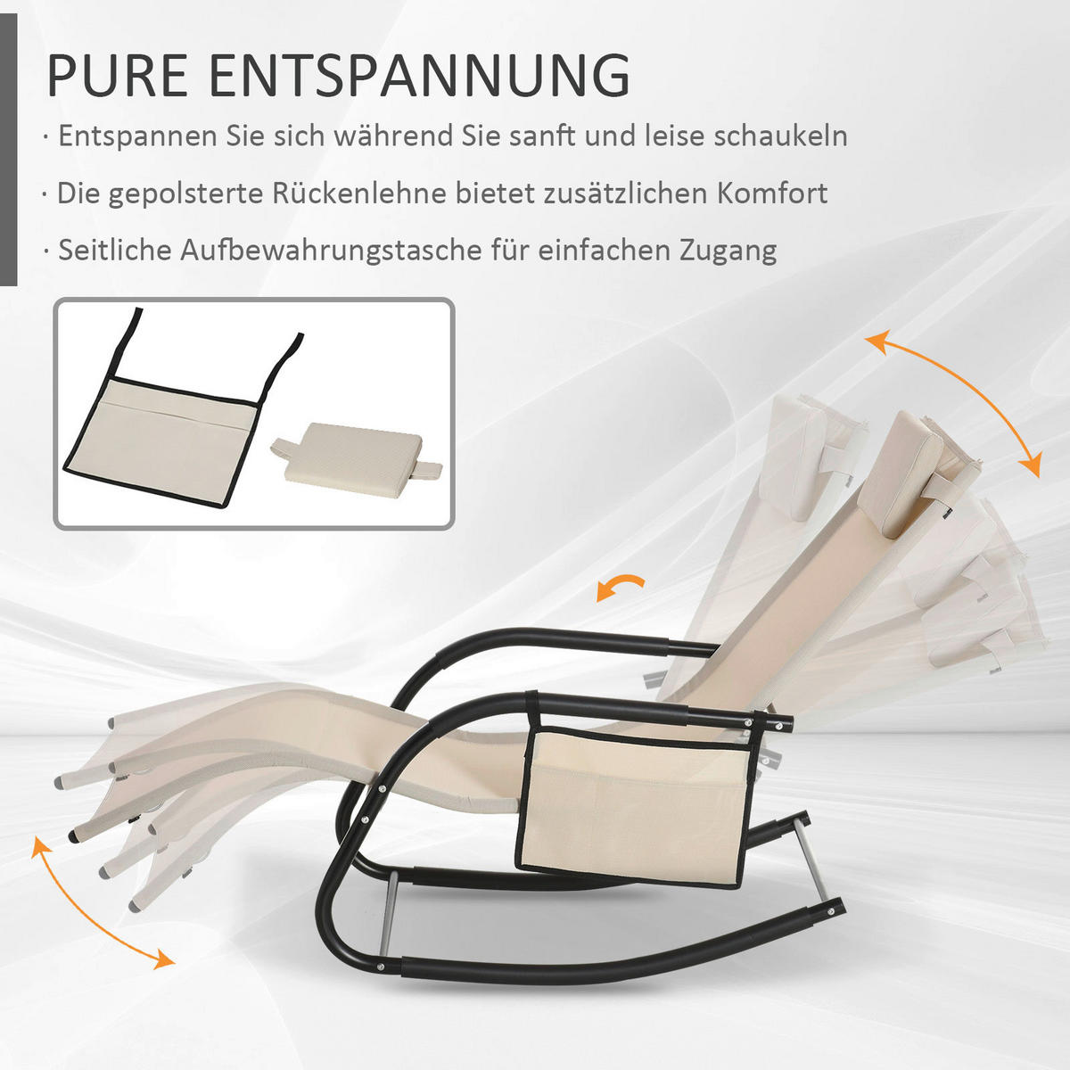 Outsunny Schaukelstuhl braun Metall B/H/L: ca. 62x88x150 cm Schaukelstuhl - braun (150,00/62,00/88,00cm) - Outsunny