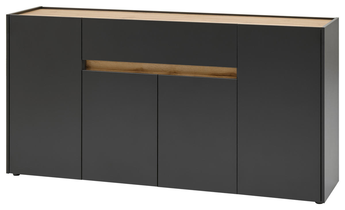 Sideboard City Eiche Wotan Nachbildung anthrazit B/H/T: ca. 170x84x40 cm City - Eiche/anthrazit (170,00/84,00/40,00cm)