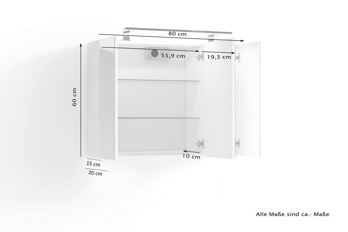 Spiegelschrank SPREE weiß B/H/T: ca. 80x60x20 cm SPREE - weiß (80,00/60,00/20,00cm) - byLIVING
