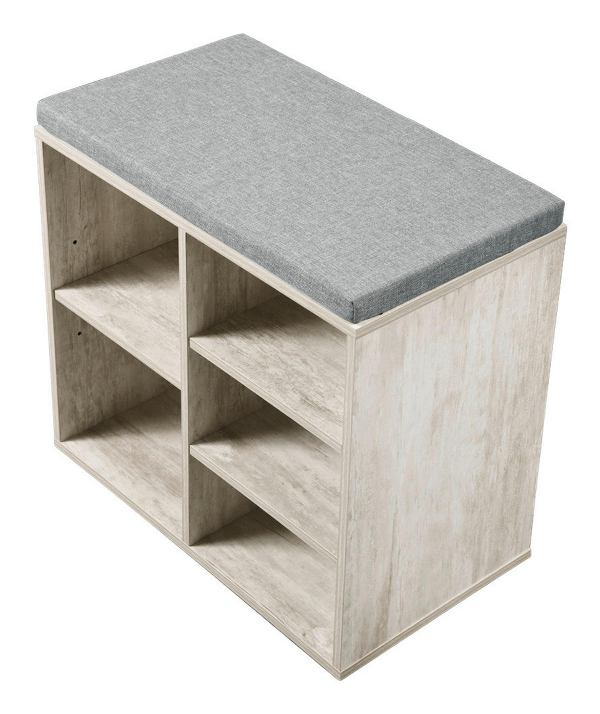 Kesper Schuhregal weißgrau Spanplatte B/H/L: ca. 29,5x48x51,5 cm Schuhregal_mit_Sitzkissen - weißgrau (51,50/29,50/48,00cm) - Kesper